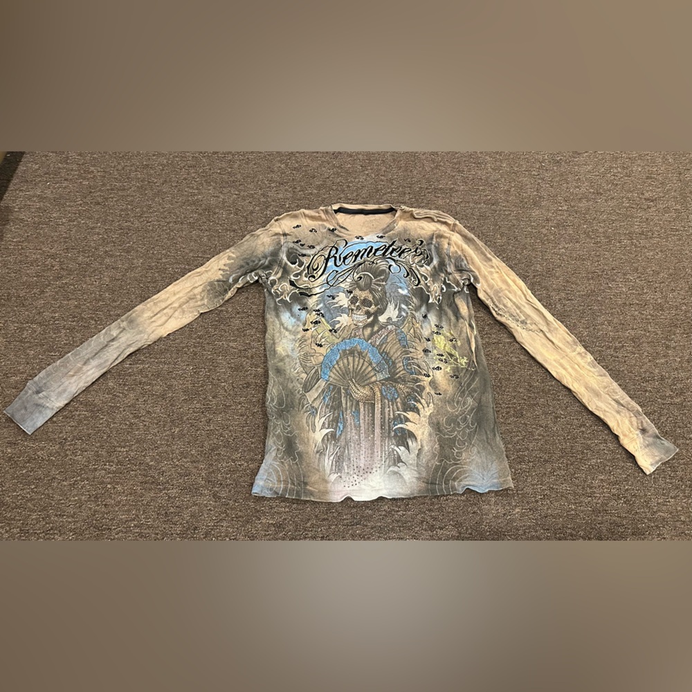 EUC ! Remetee Shirt 100% Cotton, Size L Skull